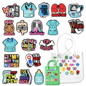 Custom Large PVC Beach Bag Charms - DIY Cartoon Flower & Bow Decor