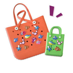 Glitter Bogg Bag Charm - Luxury Black Travel Decor with Buckle Clips